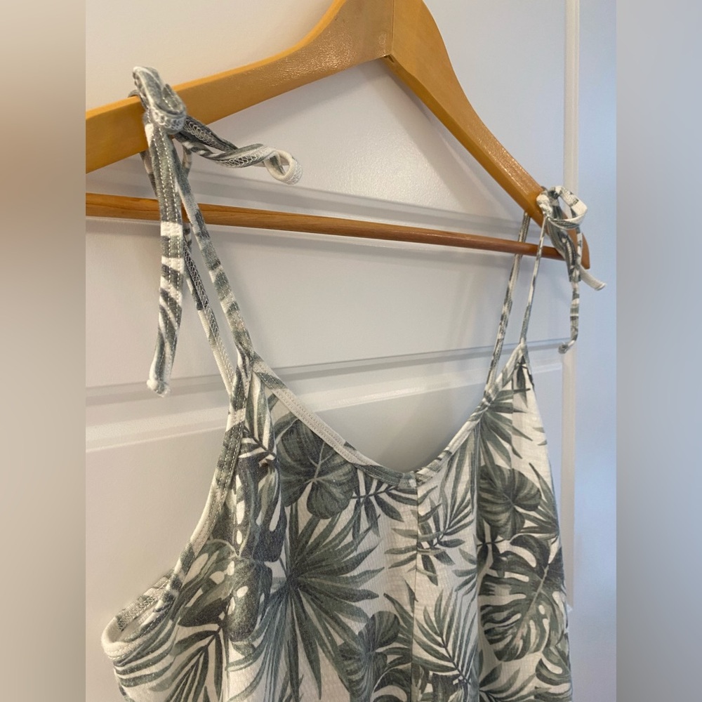 Kismet Tropical Monstera Palm Mini Sundress M | Beachy Tie Strap Summer  Resort - Picture 3 of 8